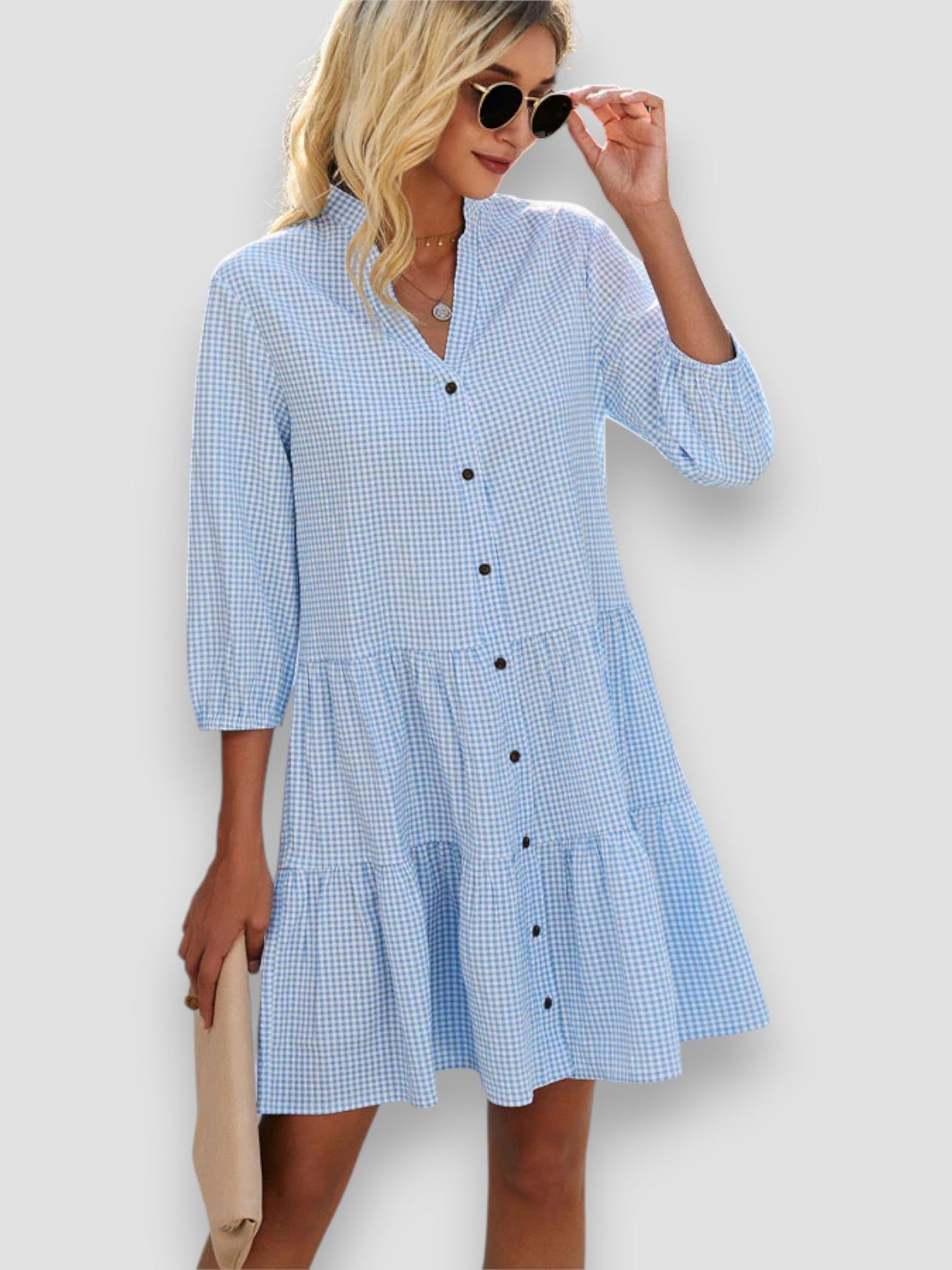 Weiß | Kariertes Kleid