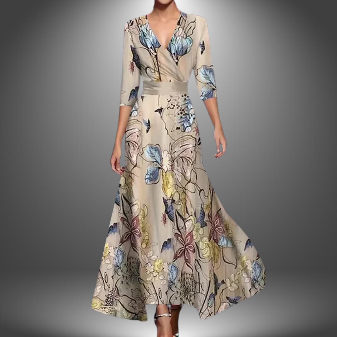 Marianne | Elegant long dress with floral pattern