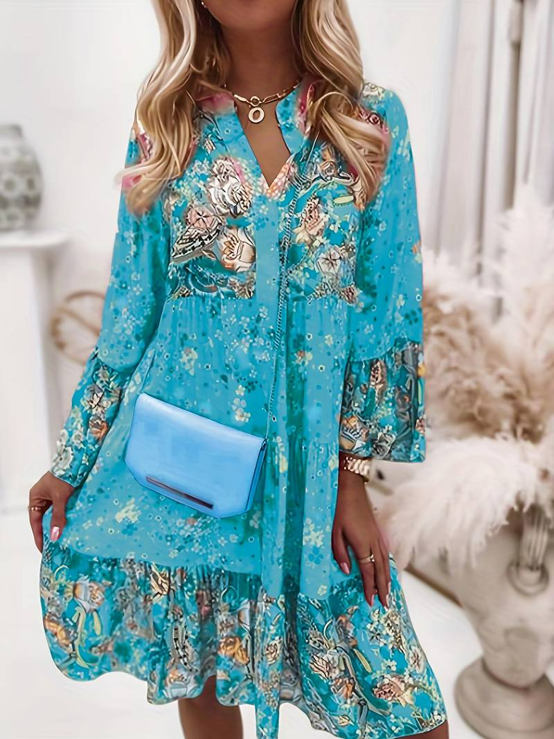 Gabrielle | Elegant bohemian dress with floral print