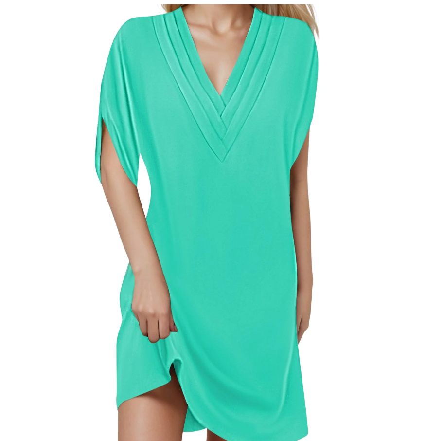 Regina | Müheloses, plissiertes Kleid mit V-Ausschnitt