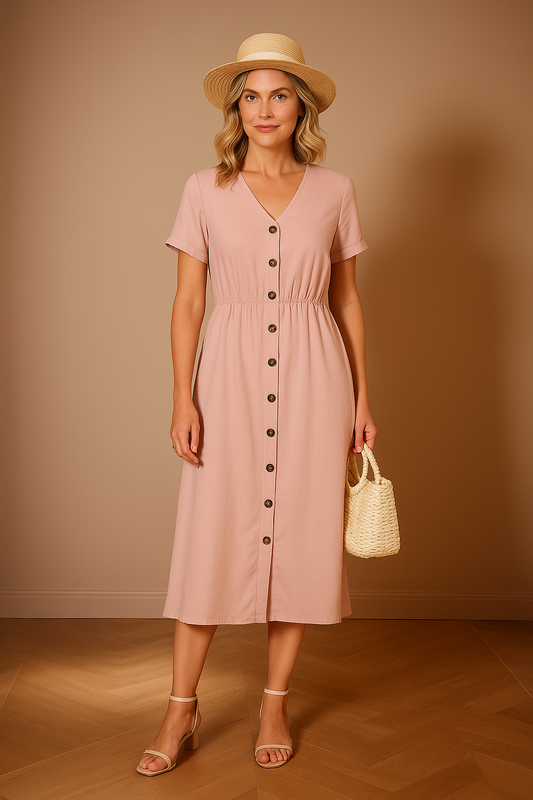 Charline|Refined buttoned dress