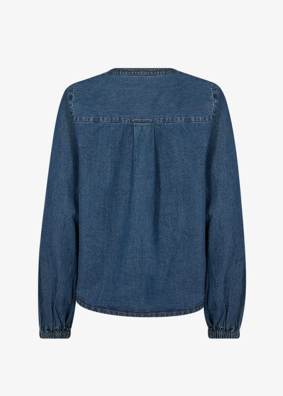 Pieszak PD-Harper Chambrey Bluse Jeansblau