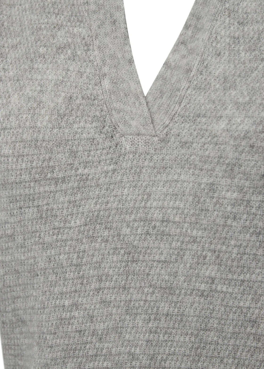 Pieszak PD-Billie 2/4-Ärmel-Strickpullover mit geteiltem Ausschnitt in Hellgrau-Melange