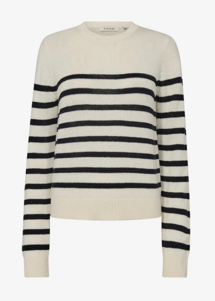 Pieszak PD-Manilla Stripe Knit Weiß Perle / Marineblau