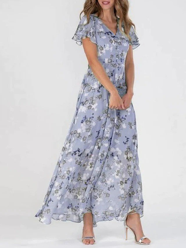 Marit | Elegant floral maxi dress with V-neck