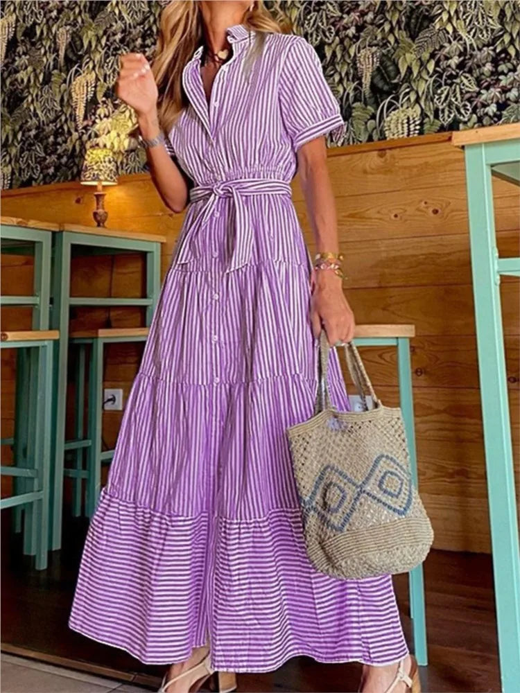 Janice | Stylisches gestreiftes Maxikleid