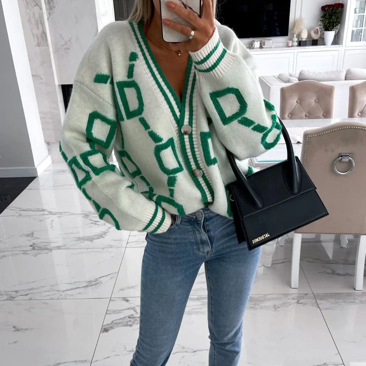 Nanette | Trendiger Cardigan mit geometrischem Design