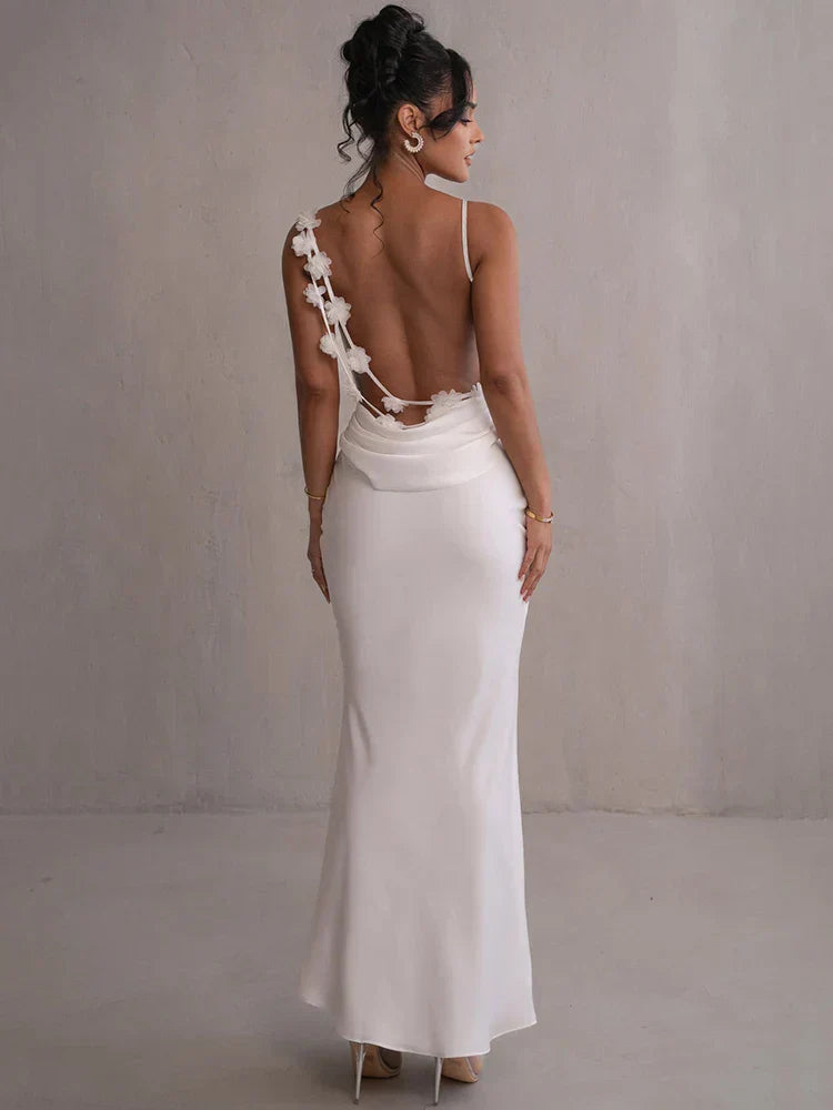 Romina™ | Langes rückenfreies Blumenkleid