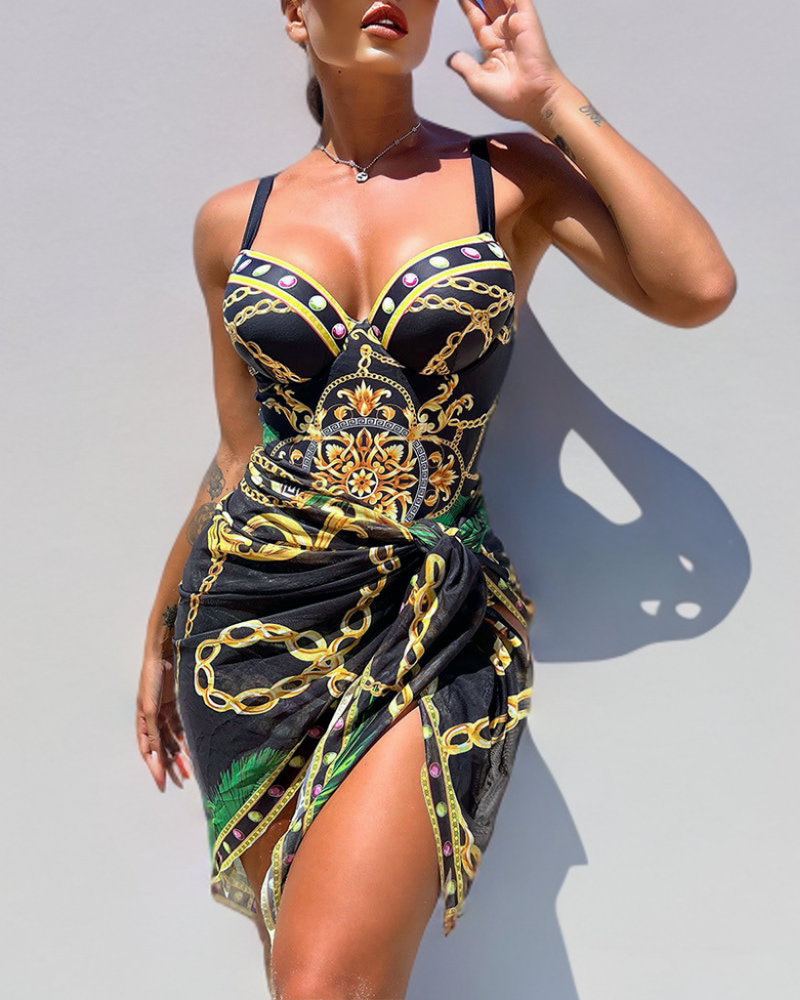Maria | Einteiliger Push-up-Badeanzug mit Strandrock