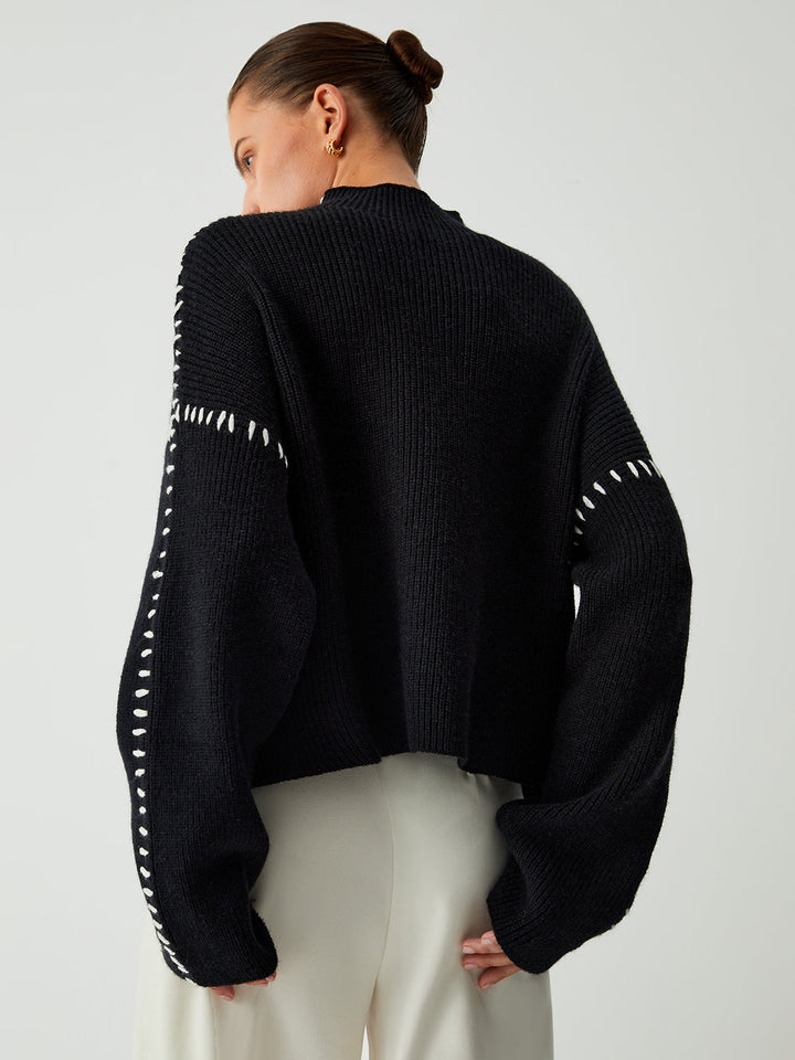Aline | Rollkragen-Sweatshirt mit Nahtdetails