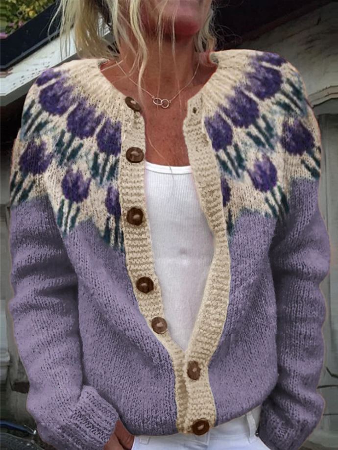 Keysha | Strickjacke mit Blumenmuster