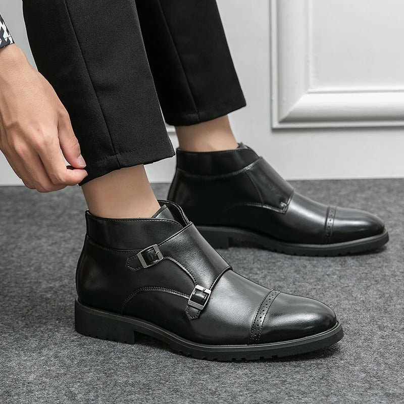 Darrell | Stiefeletten aus Leder mit Doppelschnalle