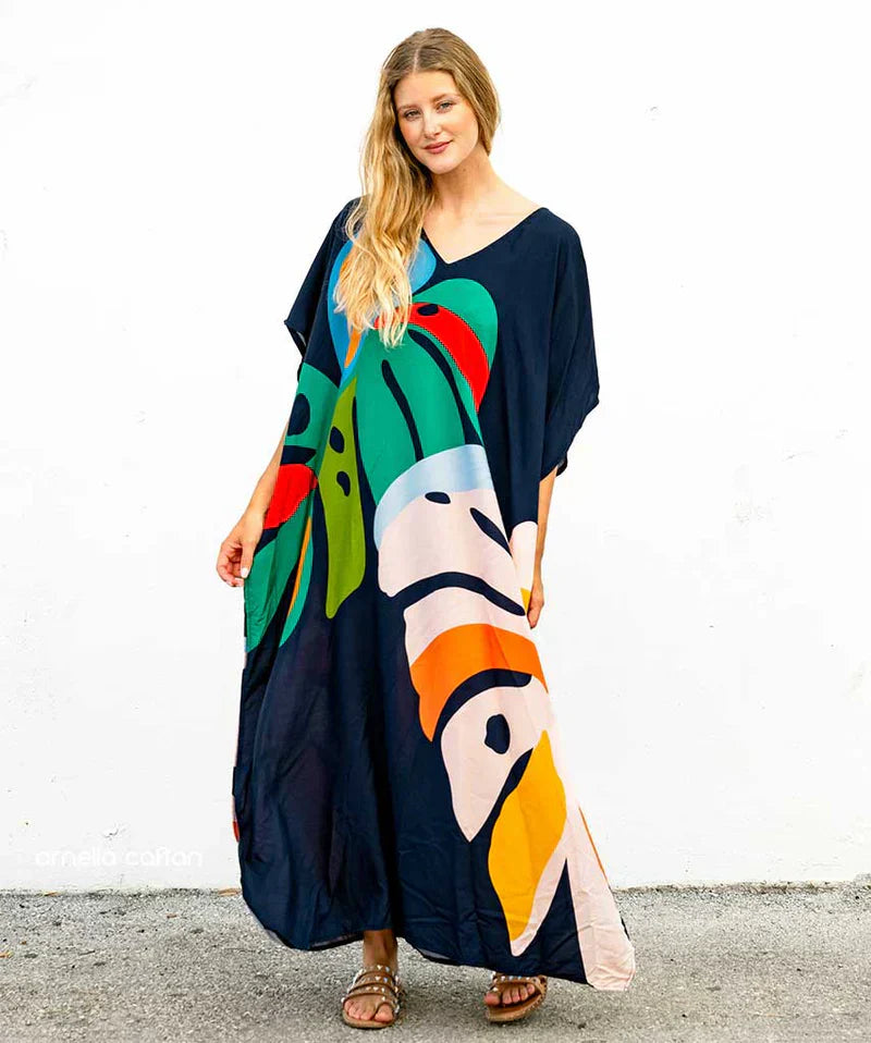 Milena – Sommerkaftan aus Baumwolle und Leinen