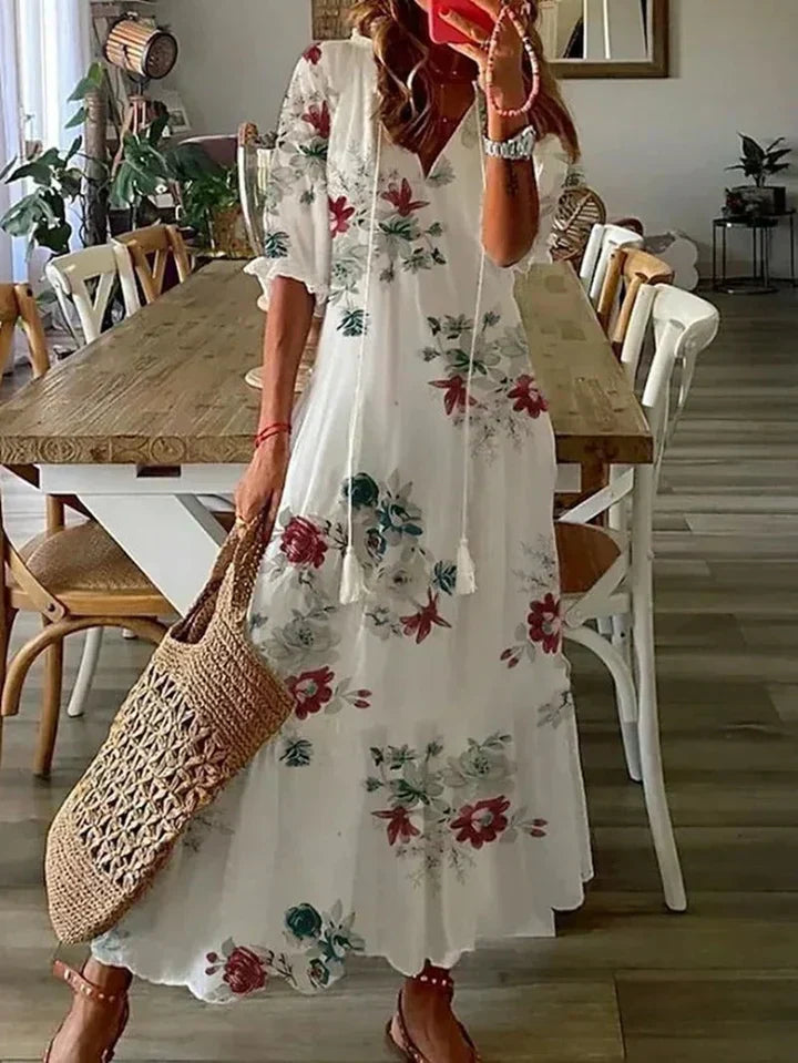 Vilma | Elegantes Sommerkleid mit V-Ausschnitt