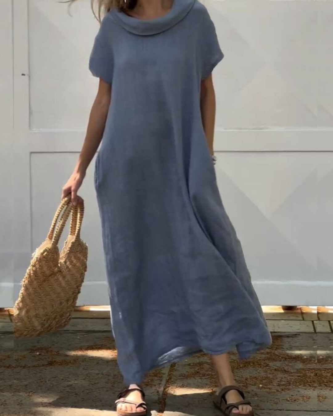 Iona™ | Kleid in Leinenoptik mit elegantem Kragen
