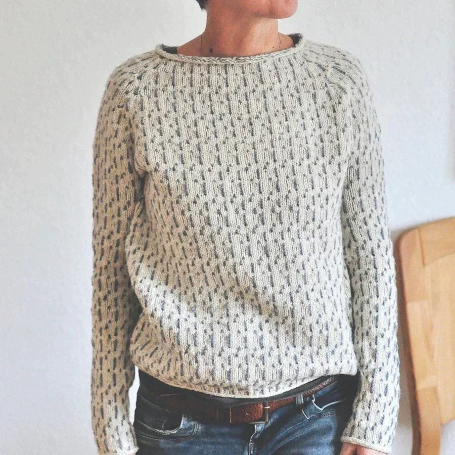Otilia® – Eleganter grauer Pullover mit U-Boot-Ausschnitt