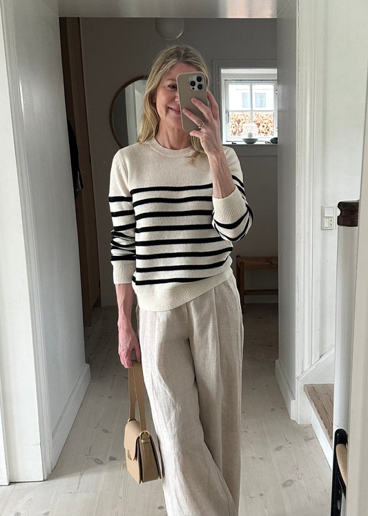 Pieszak PD-Manilla Stripe Knit Weiß Perle / Marineblau
