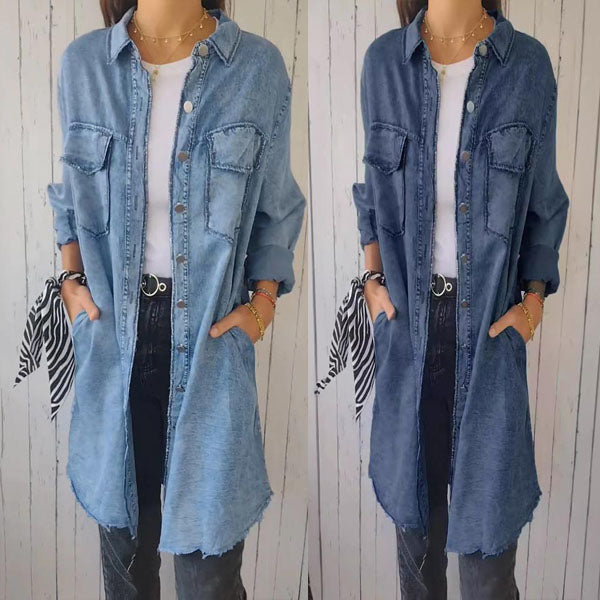 SANDRA / FAUX-DENIM LAPEL JAS