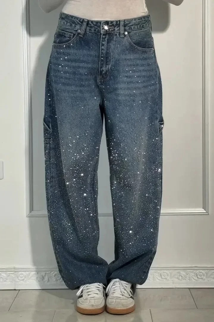 Violette™ Hose mit hoher Taille und weiten Beinen und Knopftaschen