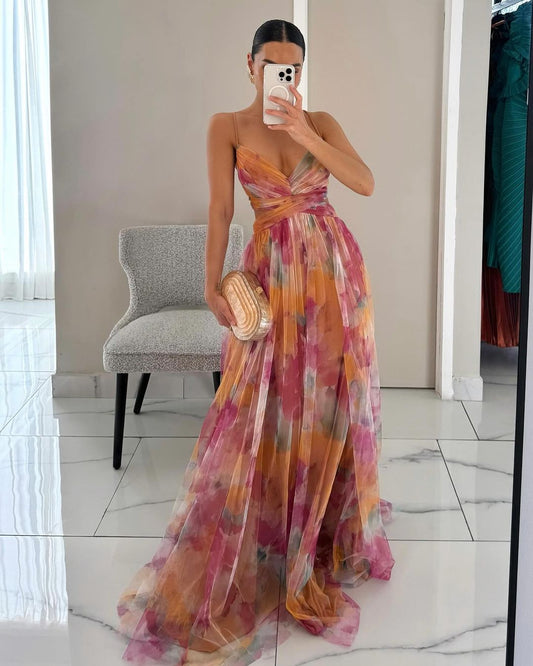 Gisele | Schmeichelhaftes Maxikleid mit Blumenmuster