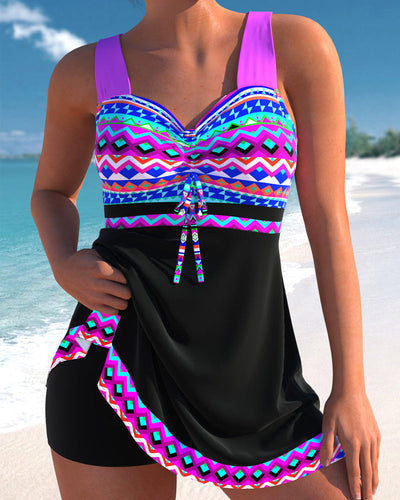 Eliza | Swimsuit with Lace-up Closure and Stripe Design