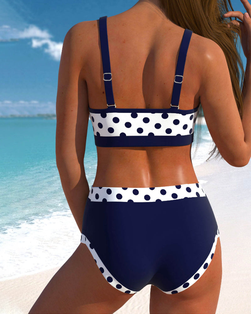 Hannah | Patchwork Bikini with High Waist and Peas
