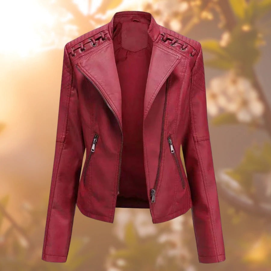 Amelia - Damen Bikerjacke aus Kunstleder