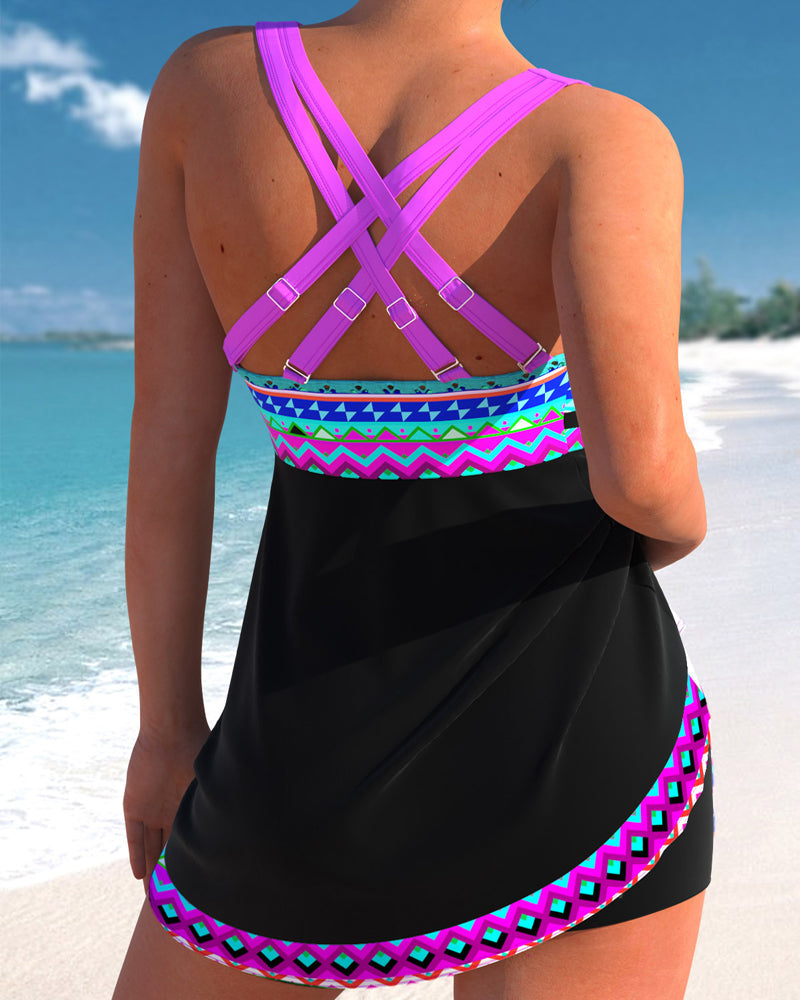 Eliza | Swimsuit with Lace-up Closure and Stripe Design