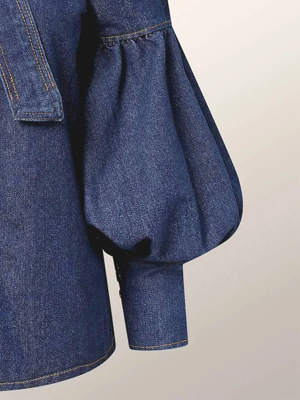 Christy™ | Puff-Denim-Bluse
