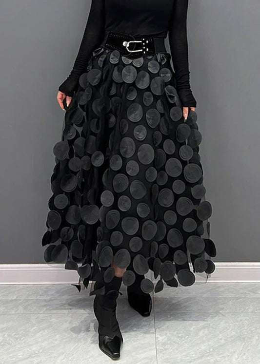 Christelle | Eleganter Patchwork-Tüllrock mit schwarzen Punkten