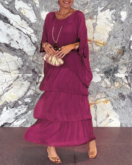 Morgan™ | Grünes mehrlagiges Maxikleid