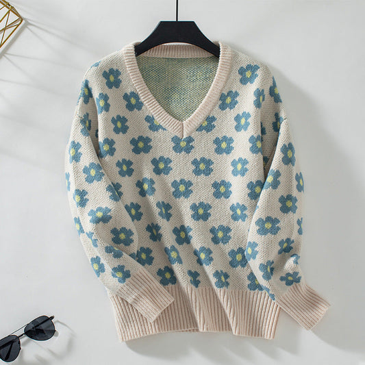 Joelle - Strickpullover mit Blumenmuster