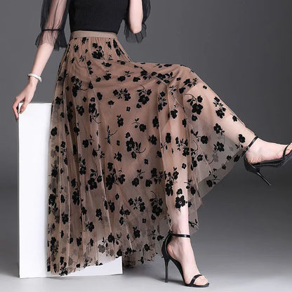 Odette | Eleganter Midirock aus Tüll mit raffinierten Blumen
