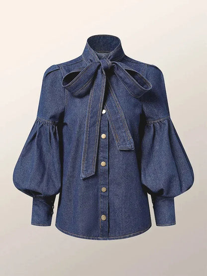 Christy™ | Puff-Denim-Bluse