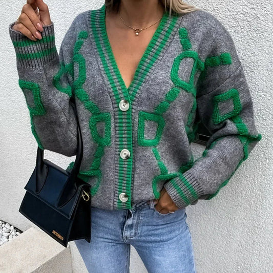 Nanette | Trendiger Cardigan mit geometrischem Design
