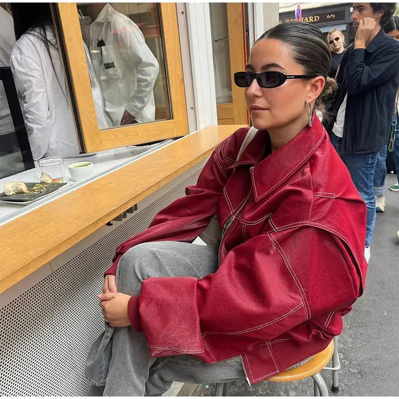 Faye™ – Übergroße Lederjacke