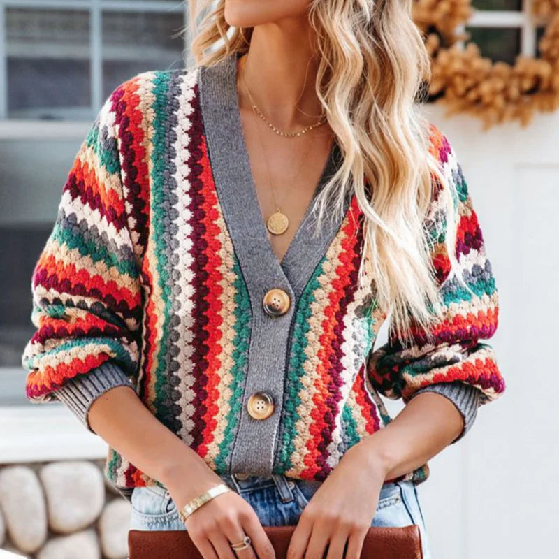 Amalia | Mehrfarbiger Retro-Cardigan