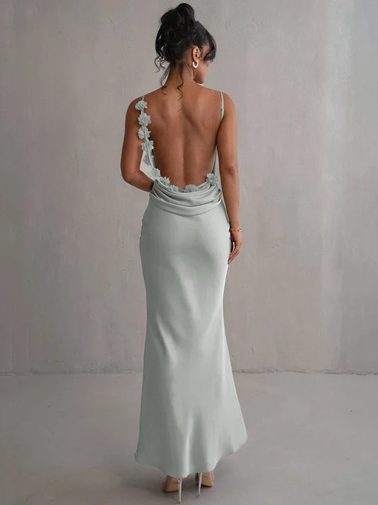 Romina™ | Langes rückenfreies Blumenkleid