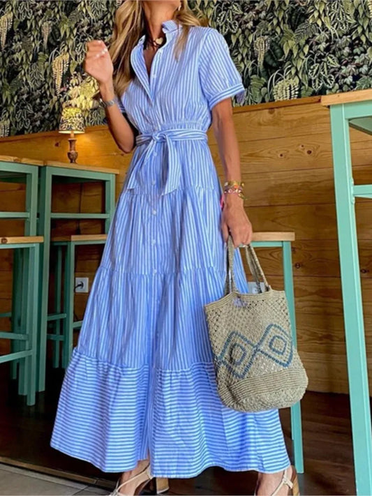 Janice | Stylisches gestreiftes Maxikleid