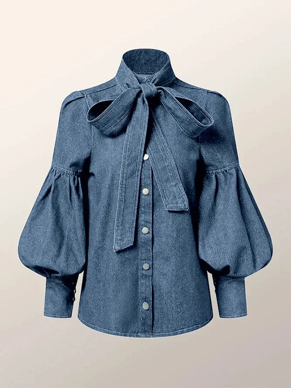Christy™ | Puff-Denim-Bluse