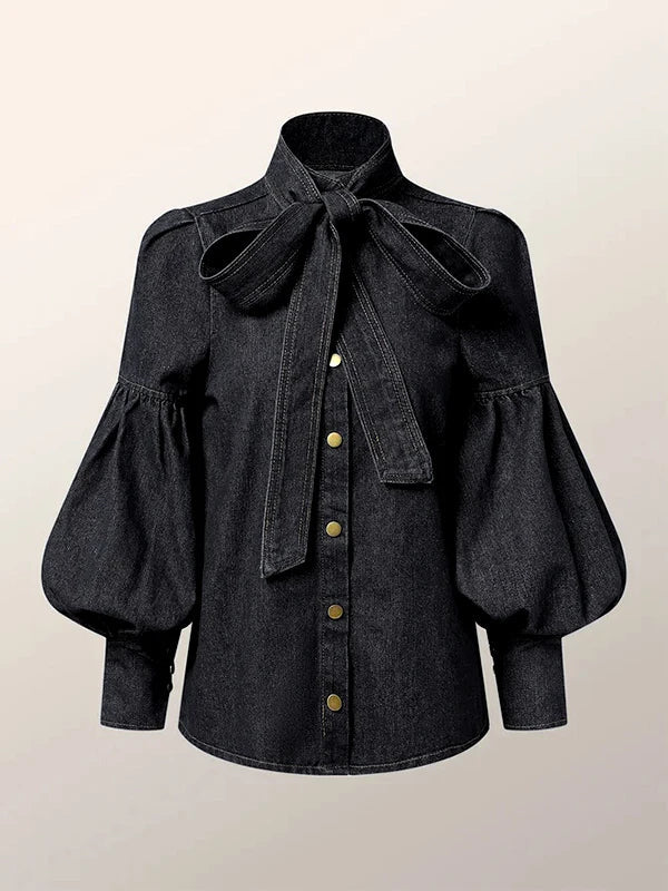 Christy™ | Puff-Denim-Bluse