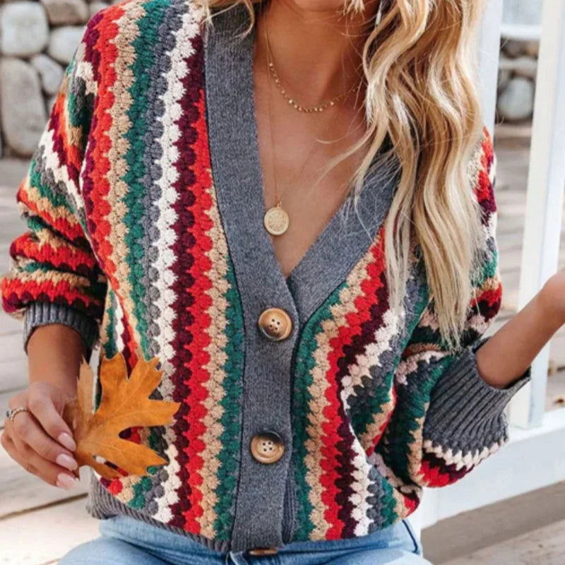 Amalia | Mehrfarbiger Retro-Cardigan