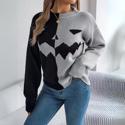 Viktoria - Kontrastierender Halloween-Pullover für Frauen