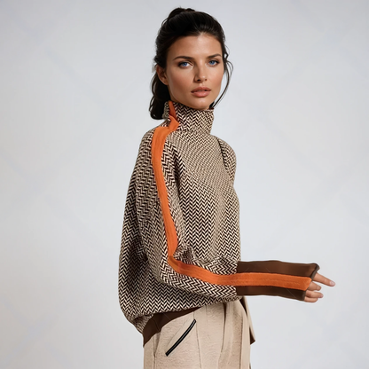 Elise | Rollkragenpullover mit markanten Kontraststreifen