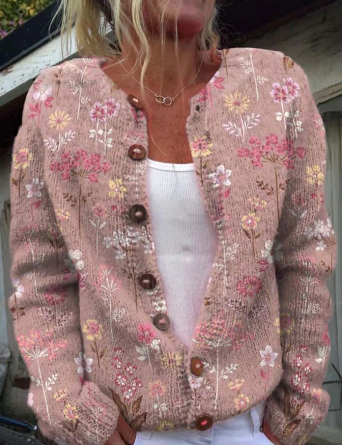 Hebe | Eleganter Cardigan mit Blumendruck