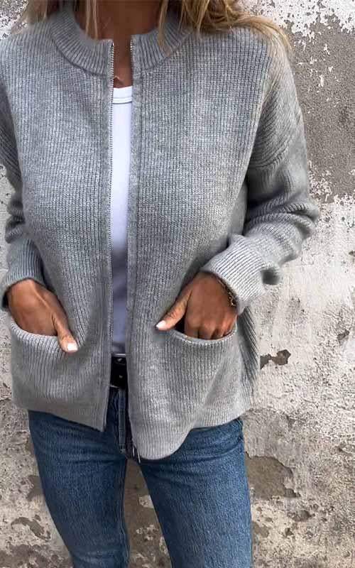 Odile™ – Gestrickte Baumwolljacke mit Reißverschluss