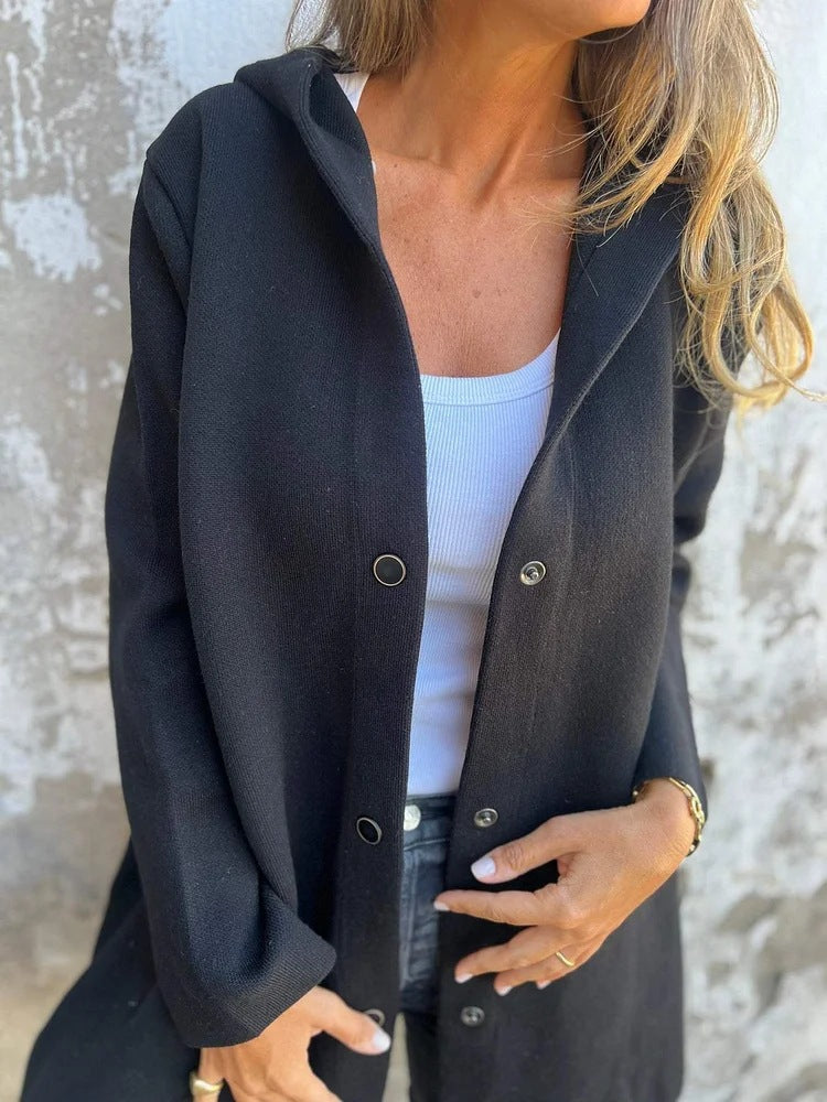 Anya™ | Strickjacke mit Knöpfen und Kapuze