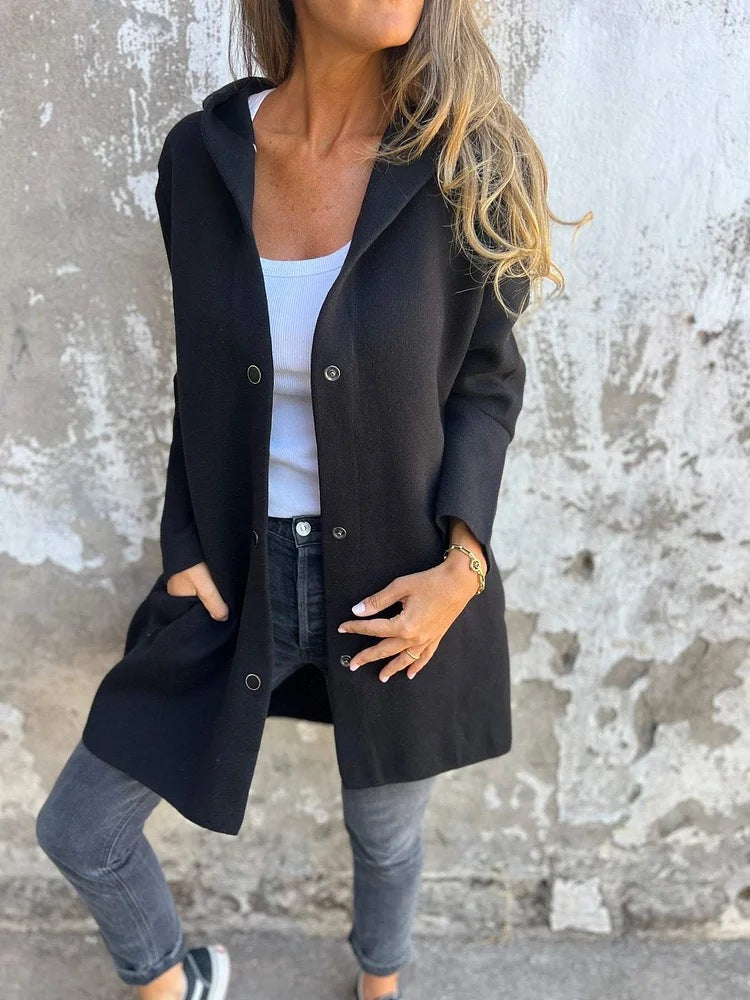 Anya™ | Strickjacke mit Knöpfen und Kapuze