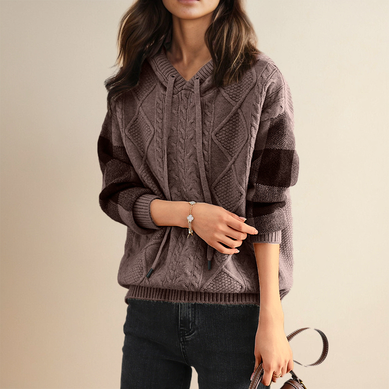 Fleur | Pullover mit Jacquard-Kapuze