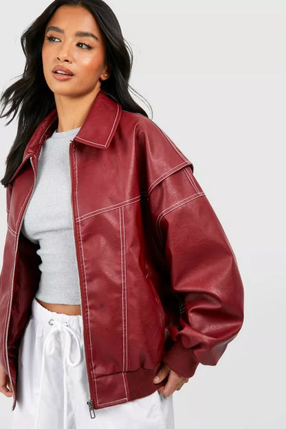 Faye™ – Übergroße Lederjacke